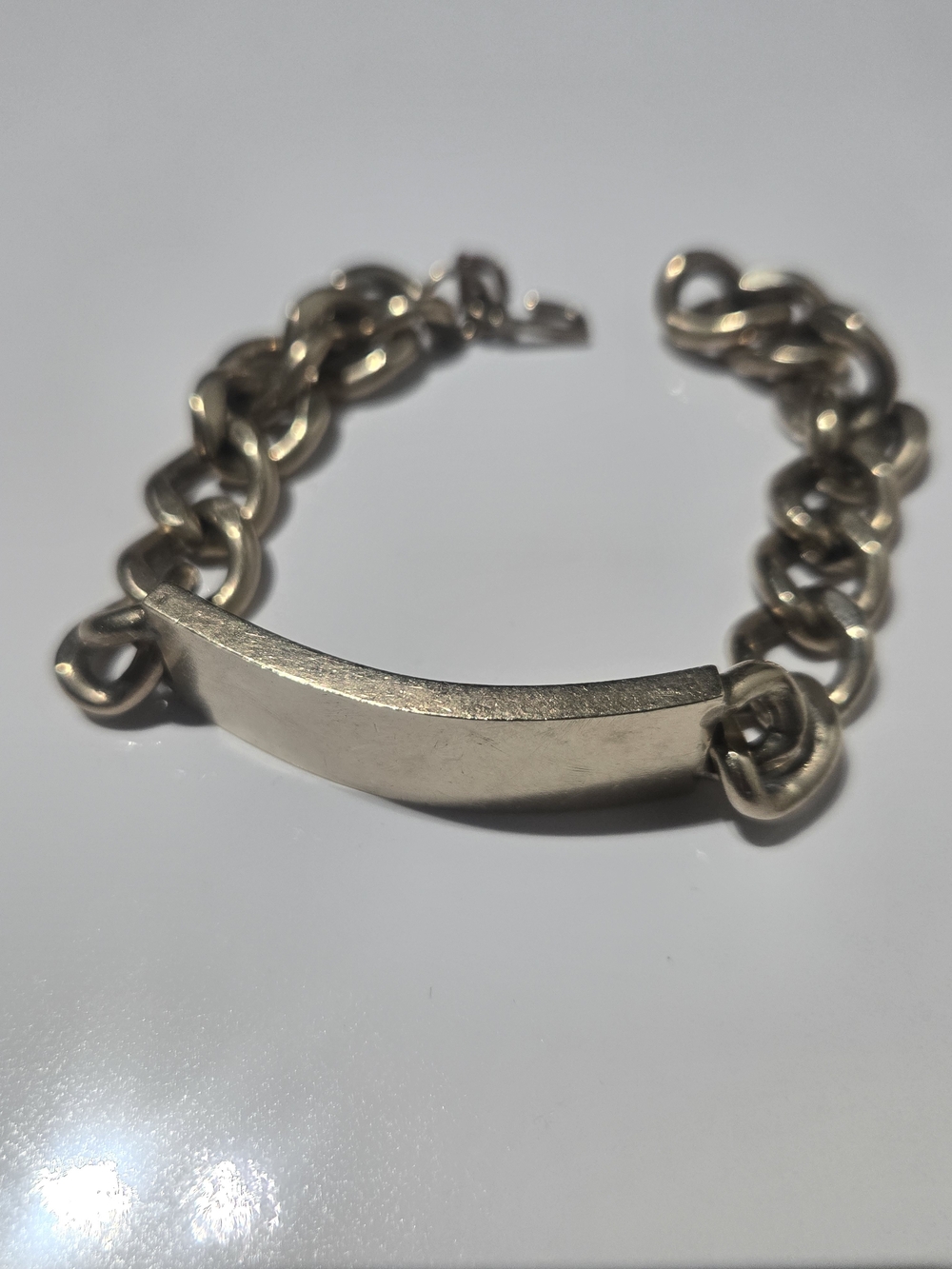 Vintage 14K Gold Filled ID Bracelet | Heavy Curb Chain Blank Plaque Unisex